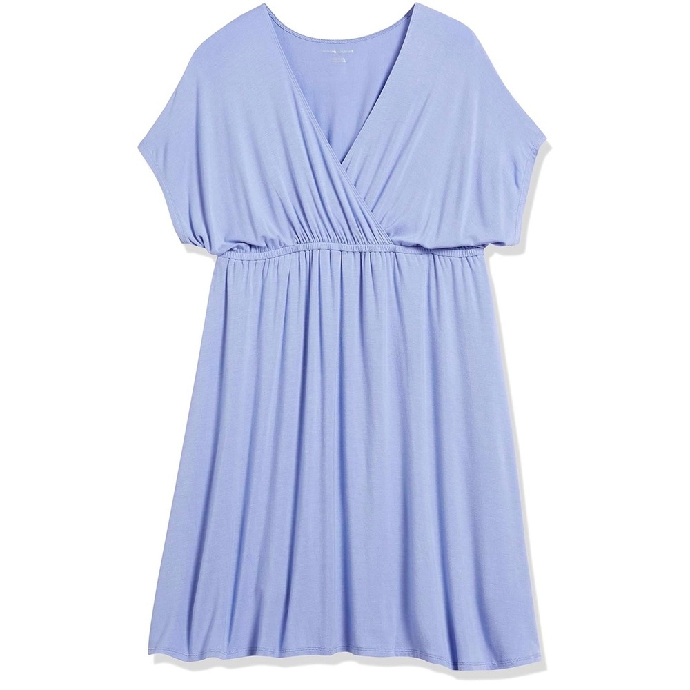 Woman's Surplice Pull Over Dress Purple Violet Elastic Size‎ Large